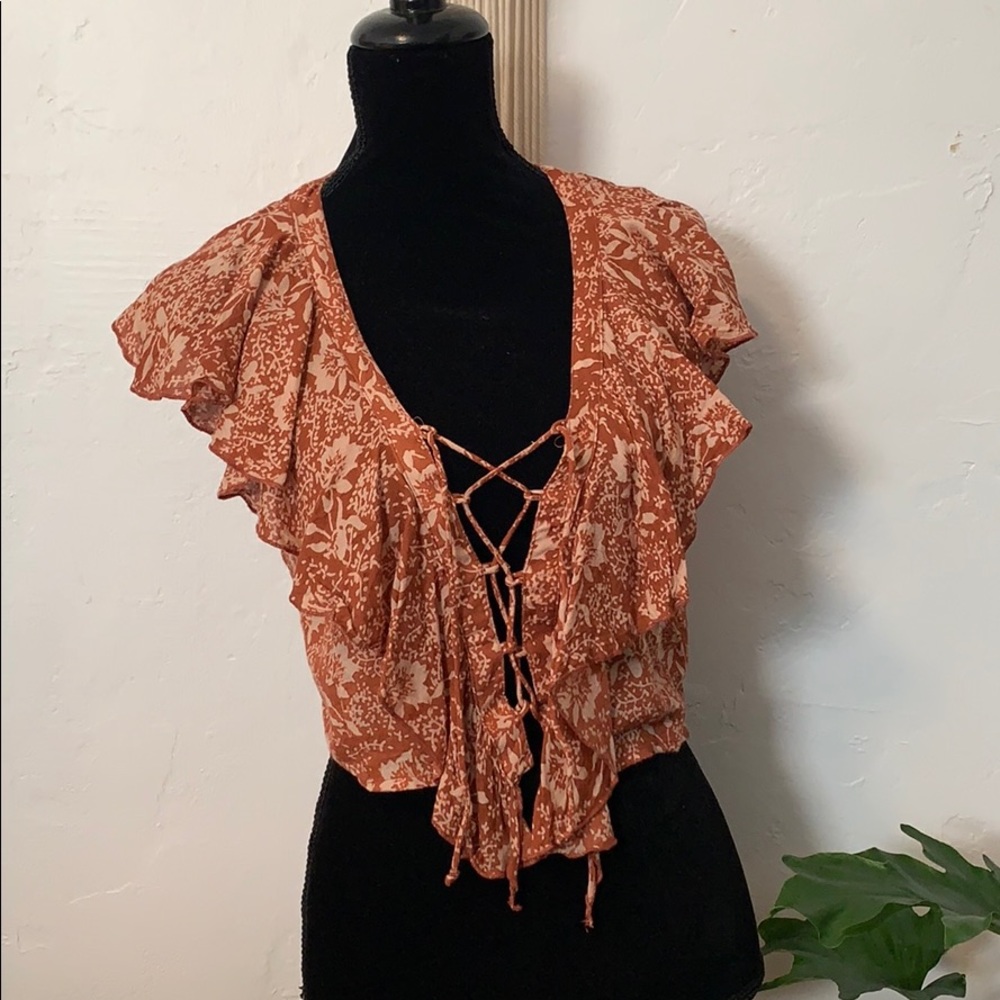 Amuse Society Solana Woven Crop Top